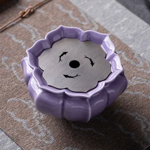 Cuenco de residuos de té de cerámica morada, accesorio de ceremonia del té japonés para el hogar.