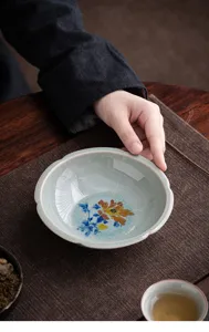 Bol à thé en céramique peinte à la main glaçure craquelée soucoupe tasse de cérémonie