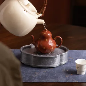 Juego de té Gongfu bandeja de tetera de estaño taza de cerámica ceremonia del té principal