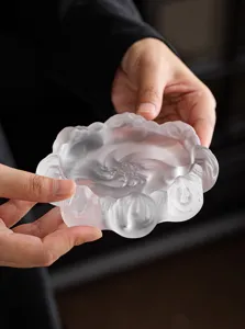 Mattierte Glas Tassenuntersetzer Lotos Design Teekannenhalter Teezeremonie Zubehör Tischmatte