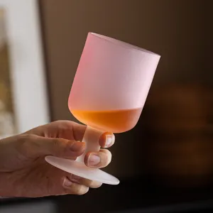 Bicchiere satinato rosa calice tramonto cocktail creativo tazza di vetro bevanda estetica