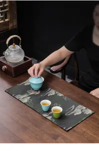 Elegante camino de mesa de té impermeable tradicional chino para accesorios ceremonia