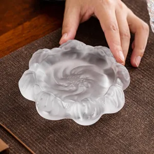 Lotus gefrostetes Glas Teekannen Untersetzer Kung Fu Tee Set Tassenmatte Zubehör