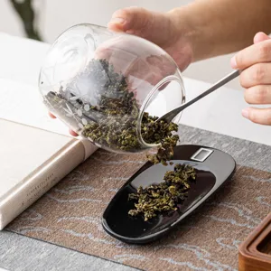 Balanza de té electrónica juego de báscula digital de gramos con tarro de vidrio té