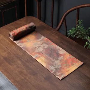 Camino de mesa de té impermeable de estilo chino con patrón de nubes clásico para juego de té.