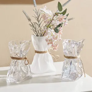 Nordic Art Origami Unregelmäßige Glasvase ins Stil Bunte Mattierte Transparente Hydroponische Blumenarrangement Home Decor