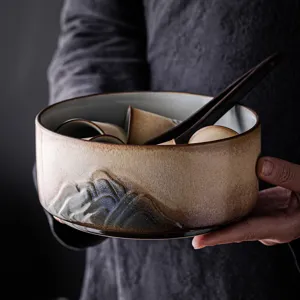 Grote Keramische Theewasschaal Ovengetransformeerde Cangshan Reliëf Landschap Waterbak Kung Fu Thee Accessoires Huisdecoratie