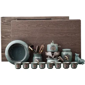 Set da tè in ceramica stile cinese retrò con teiera semiautomatica e scatola regalo.