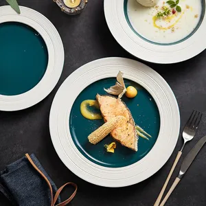 Brushed ceramic Western steak plate high-end pasta plate Nordic ins style salad dish.