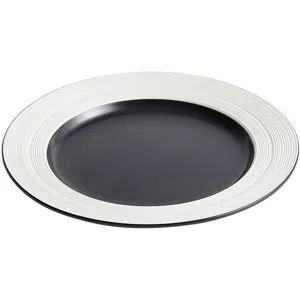 Plato de Cena de Cerámica Nórdica Minimalista Redondo Pasta Sopa Ensalada Plato Negro Blanco Acanalado Forma Sombrero De Paja Bajo Cubierta Occidental Bistec Plato Hogar Lujo Menaje