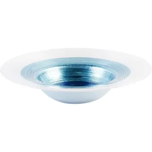 Japanese Style Lead-Free Glass Western Dinner Plate Blue White Gradient Pasta Deep Plate Salad Bowl Brushed Texture Dish