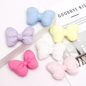Fiocco imbottito color macaron tessuto pieghettato 3D fai da te accessorio capelli dettaglio