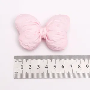 Fiocco in cotone imbottito rosa tessuto plissè 3D accessorio per capelli DIY decorazione dettaglio