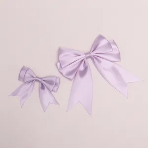 Light purple satin bow ribbon DIY accessories, swallowtail hair bow clothing headwear decor