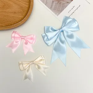 Satin ribbon swallowtail bow DIY craft accessory, multi-color decorative bow for hair decor.