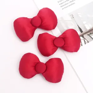 Nœud en tissu rembourré en satin rouge boucle 3D accessoires de cheveux DIY déco de Noël