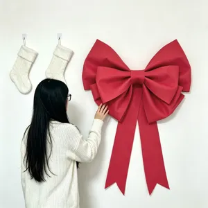 Giant red EVA bow Christmas decoration, handmade festival wall hanging pendant for holiday party.