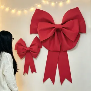 Large red EVA foam bow wall hanging detail, perfect for Christmas and party holiday decor.