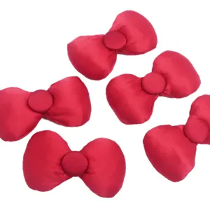 Noeuds en tissu rembourré rouge satin 3D accessoires cheveux DIY décoration cadeau 5pcs