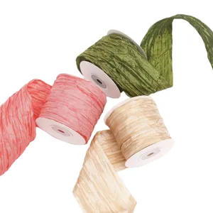 Ruban en polyester uni froissé texture plissée ruban satin nœud bricolage accessoire