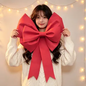 Giant red EVA bow for Christmas and holiday party decoration, festive hanging ornament.