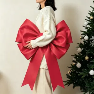 Large red EVA bow detail for Christmas wedding party venue decoration and holiday hanging.