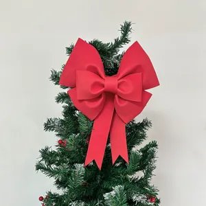 Large red EVA Christmas tree bow decoration, festive holiday party hanging bow ornament.