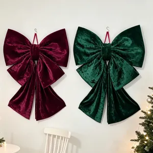 Grande fiocco in velluto di Natale per festa retro decorazione murale accessorio casa