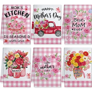 Set strofinacci cucina festa della mamma rosa a quadri floreale assorbente regalo.
