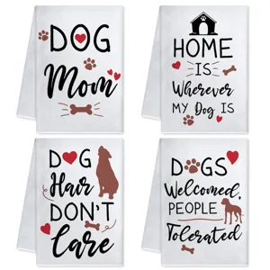 Serviette De Cuisine Chien Microfibre Absorbant Chiffon De Vaisselle Mignon Slogan Imprimer Serviette De Nettoyage