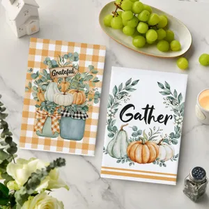 Herbst Ernte Küche Handtuch Set Mikrofaser Reinigung Geschirrtuch mit Kürbis Muster.