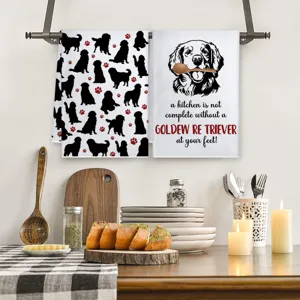 Set di asciugamani da cucina golden retriever, strofinacci assorbenti per casa.