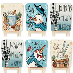 Christmas Chair Cover Santa Snowman Snowflake Printed Polyester Stretch Slipcover For Home Hotel Party Dining Room Decor