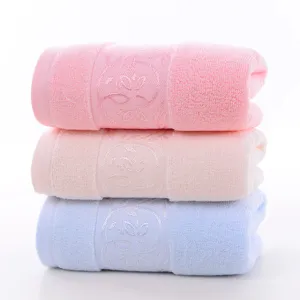 Pure cotton soft face towels set of 3 in pink beige blue, highly absorbent daily home use.