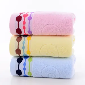 Soft cotton face towel set of 3 colorful absorbent daily bath towels for home use.