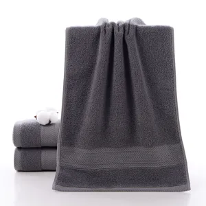 Premium dark gray pure cotton face towel, soft absorbent daily household bathroom towel.