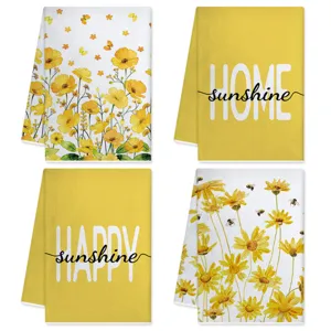 Sonnenblume Und Biene Bedruckt Küchentuch Mikrofaser Saugfähig Handtuch Heim Dekor Geschirrtuch Für Küche