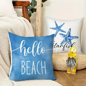 Federa per cuscino in pelle di pesca stile costiero con motivo stella Marina per decorazione casa.