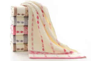 Cotton jacquard face towel detail, soft thickened bath towel with cute umbrella pattern.
