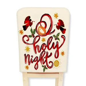 Christmas chair cover buffalo check O holy night holiday dining room decor festive home