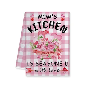 Canovaccio da cucina a quadri rosa festa della mamma stampa floreale asciugamano regalo