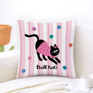 Fodera per cuscino decorativo con gatto nero per divano da soggiorno, morbida e bella.