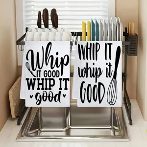 Set di strofinacci da cucina in bianco e nero, asciugamani assorbenti con stampa da forno.