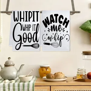 Creative asciugamani da cucina stampati in inglese bianco e nero panni assorbenti da appendere