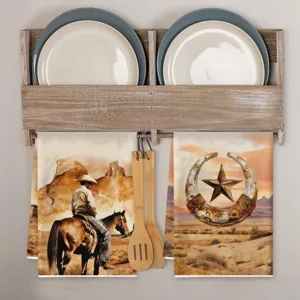 Torchon de cuisine western vintage serviette de vaisselle absorbante style campagnard
