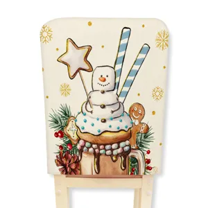 Christmas chair cover cute snowman and gingerbread design holiday dining room decor