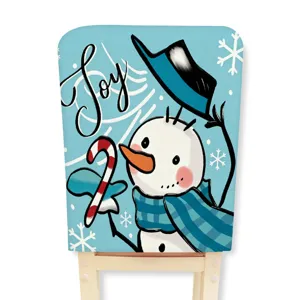 Christmas snowman chair cover holiday decoration dining room winter home decor slipcover
