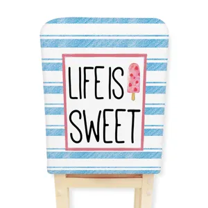Summer ice cream chair cover blue white striped elastic dining room party home decor soft