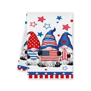 Amerikaanse patriotische keukendoek met schattige kabouterprint, highly absorbent en snel drogend.