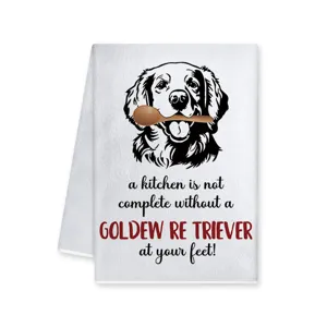Canovaccio da cucina Golden Retriever con citazione divertente, asciugamano assorbente.